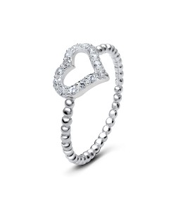 Cluster CZ Heart Silver Ring NSR-2958